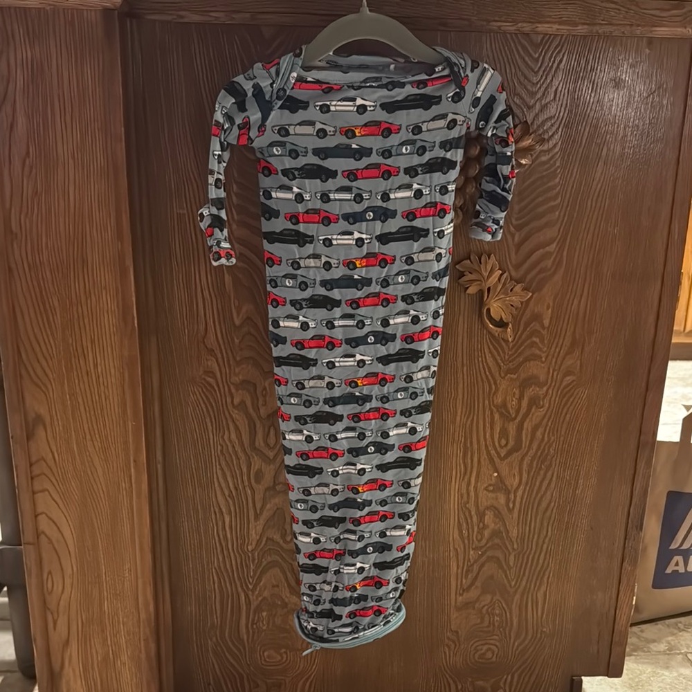 Gray Baby Gown with Car Print